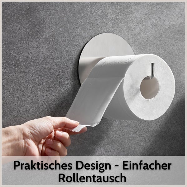 DEKAZIA® Toilettenpapierhalter ohne Bohren Edelstahl gebürstet | Klopapierhalter ohne Bohren | Klorollenhalter ohne Bohren Klopapierhalter WC Rollenhalter ohne Bohren WC Papier Halterung Kleben