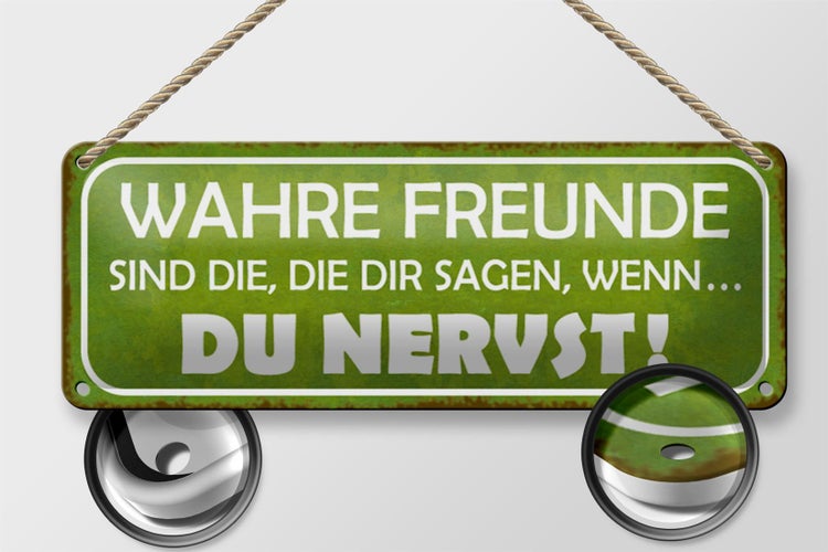 Blechschild Spruch 27x10cm wahre Freunde sagen du nervst Dekoration