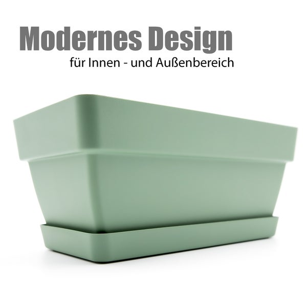 BigDean 3 Stück Blumenkasten 39 cm aus bruchfestem Kunststoff in Olivgrün – Balkon Pflanzkasten für innen & außen geeignet – Made in Europe