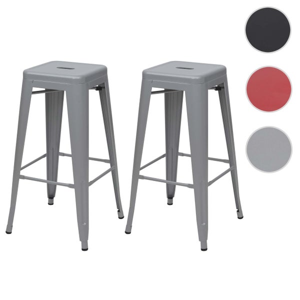 Zwei graue Barhocker aus Metall