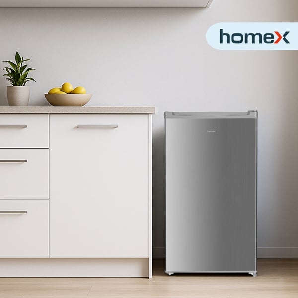 homeX Gefrierschrank Tiefkühlschrank klein 60L Nutzinhalt 4-Sterne Gefrieren Freezer kompakt freistehend silber