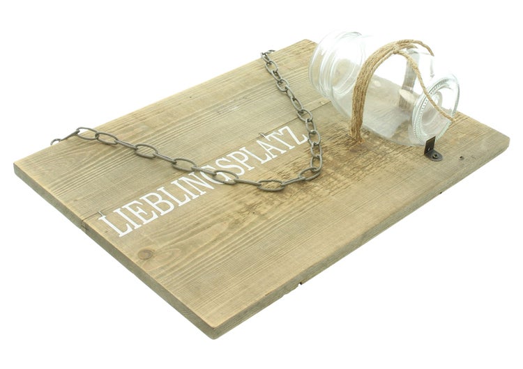 FRANK FLECHTWAREN | Schild Lieblingsplatz, HOLZ, GLAS, METALL, JUTE, 38 x 28 x 12 cm