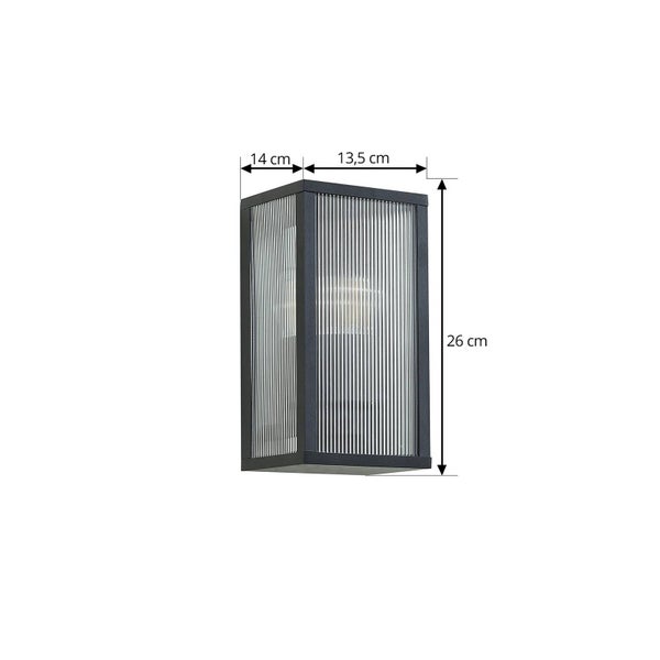 Rechteckige Wandleuchte mit geriffeltem Glas