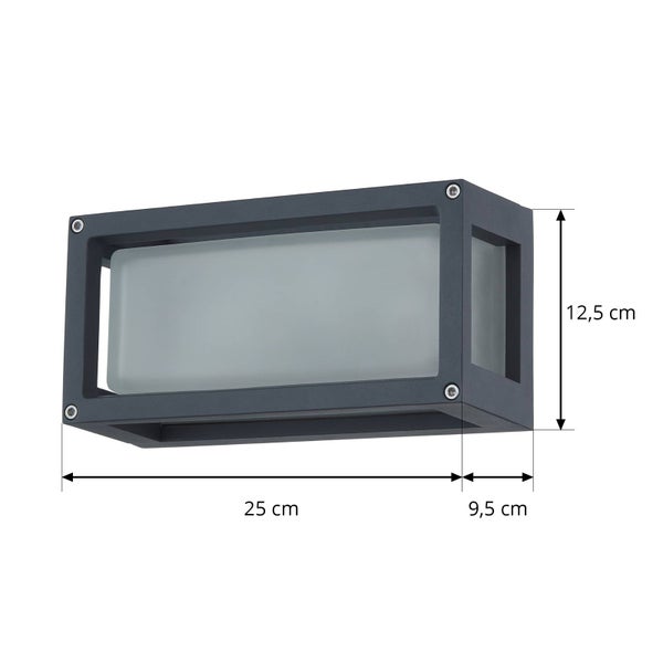 Lucande Glas Wandlampe aussen, Wandleuchte außen spritzwassergeschützt IP54 1x E27 max. 20W ohne Leuchtmittel Außenleuchte Aussenwandleuchte