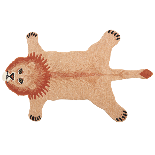 Kinderteppich Wolle beige 100 x 160 cm Löwenmotiv MUFASA