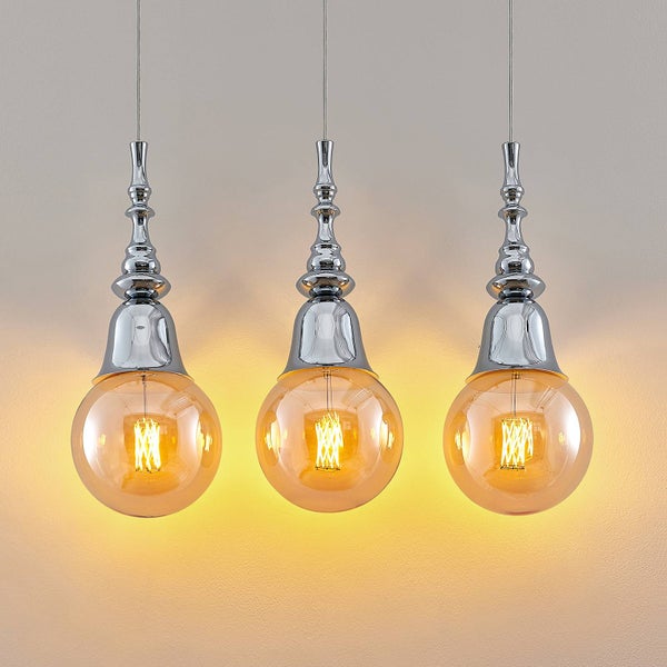 Lucande Pendelleuchte Gesja (Modern) in Chrom aus Metall (3 flammig, E27) - Deckenlampe Esstischlampe Hängelampe Hängeleuchte Wohnzimmerleuchte