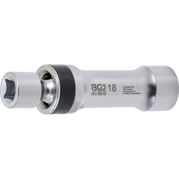 BGS Zündkerzen-Gelenkeinsatz Zwölfkant mit Haltefeder Antrieb Innenvierkant 10 mm (3/8) SW 18 mm - 6849