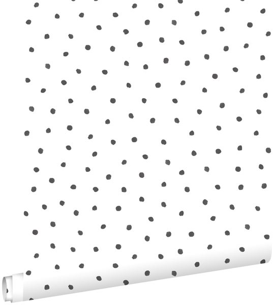 ESTAhome Tapete Punkte Schwarz und Weiß - 53 cm x 10,05 m - 138934