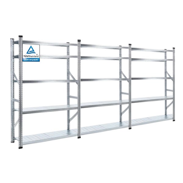 PROREGAL Fachbodenregal Stecksystem Proximo Komplettregal HxBxT 200 x 360 x 40 cm 5 Ebenen Fachlast 200 kg Beidseitig Nutzbar Verzinkt