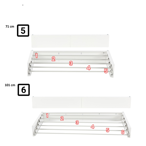 Wäschetrockner zur Wandmontage mit den Maßen 71 cm und 101 cm