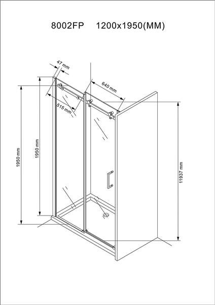 BuyLando Viktoria 120x195 cm Nischendusche mit Schiebetür - Weiß Beschläge