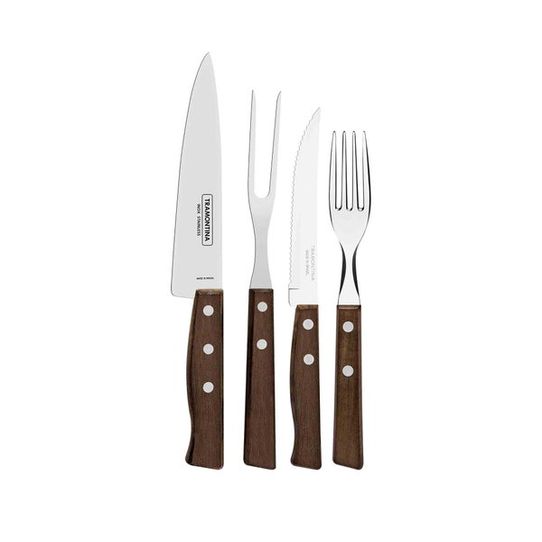 Tramontina Churrasco Grillbesteckset mit Messern und Gabeln aus Edelstahl und Holzgriffen