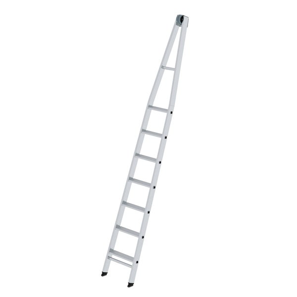 MUNK Stufen-Glasreinigerleiter mit nivello-Traverse, 7-stufiges Oberteil