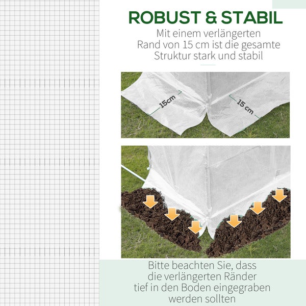 Outsunny Ersatzfolie Ersatzabdeckung 600 x 300 x 200 cm mit Fronttür, 12 Fenster reißfest Gewächshausfolie, Gartenfolie für Gewächshaus, Treibhaus, Frühbeet, Weiß