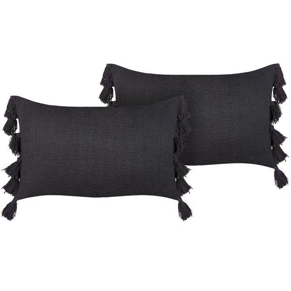 Dekokissen 2er Set LYTHRUM Baumwolle 45 x 45 cm Schwarz Ohne Muster