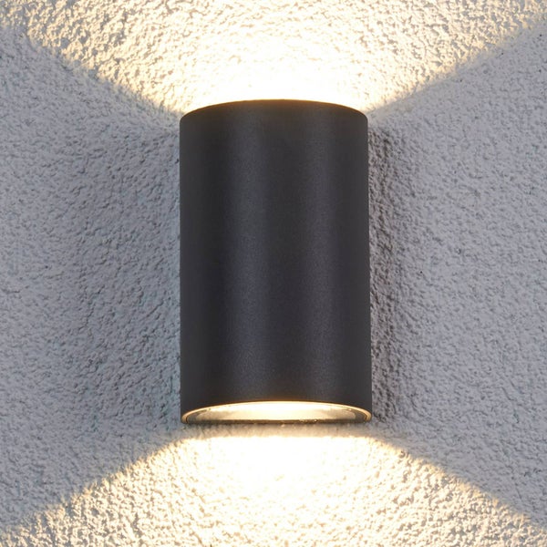 Lucande LED Wandleuchte außen Jale (spritzwassergeschützt (Modern) in Schwarz aus Aluminium (2 flammig, ) - Außenwandleuchten Wandlampe Led Außenlampe Outdoor für Außenwand/Hauswand