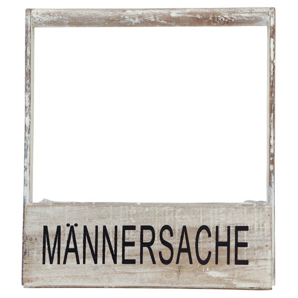 Blumenkasten aus Holz mit der Aufschrift Männersache