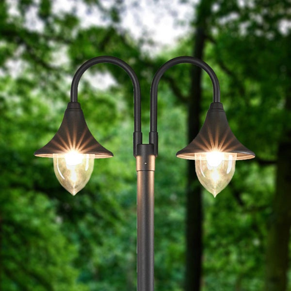 Lindby Mastleuchte außen Madea (spritzwassergeschützt (Modern) in Schwarz aus Aluminium (2 flammig, E27) - Kandelaber Außenleuchte