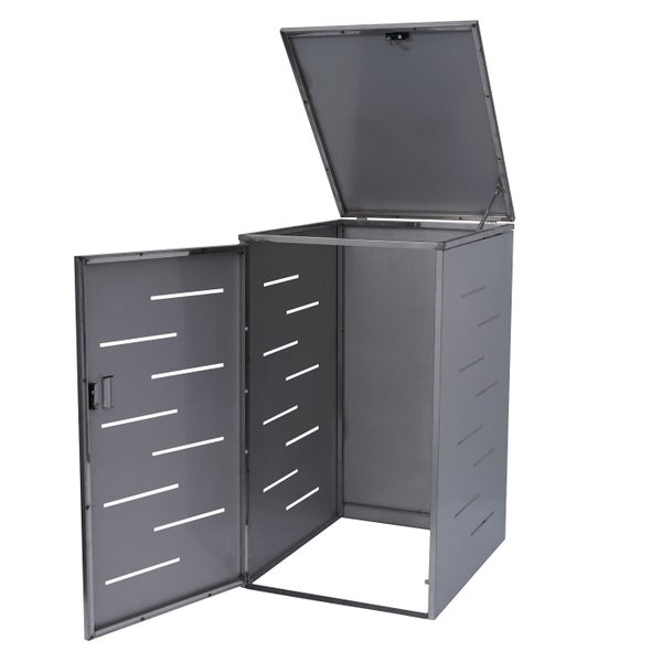 Mülltonnenbox mit Tür und Deckel offen