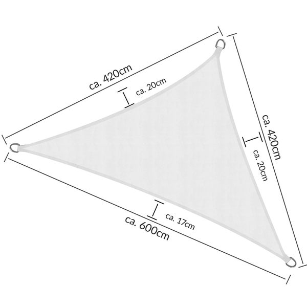 SolVision PS9 Sonnensegel 420x420x600cm dreieckig Weiß PE