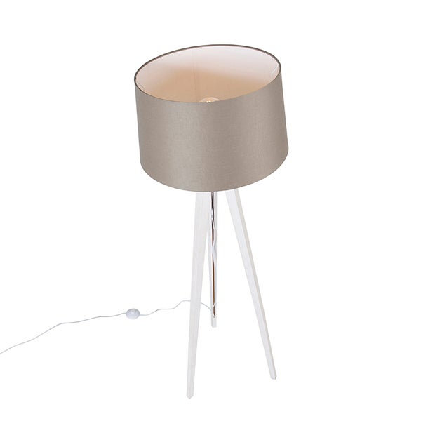 Stehleuchte mit Lampenschirm und Dreibeinstativ