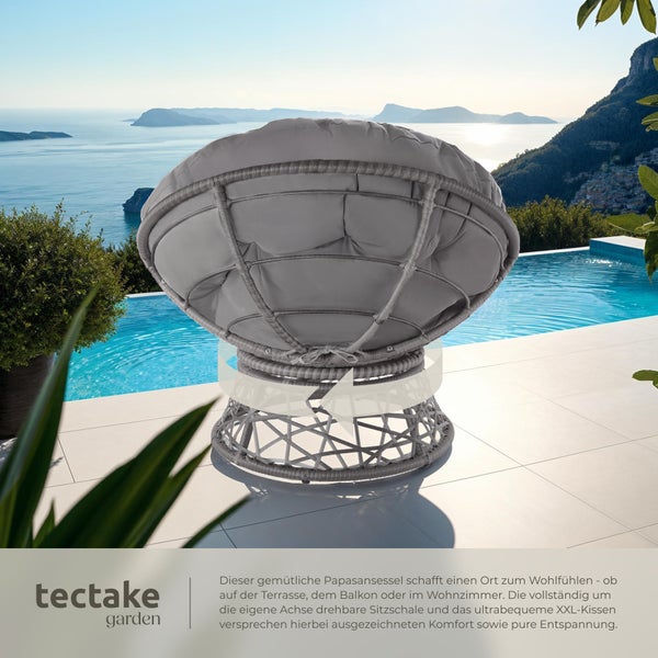 Rattansessel tectake Gargano 92 x 80 x 80,5 cm drehbar grau