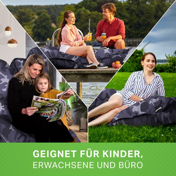 Green Bean Sitzsack XXL 140x180cm 380 Liter Kinder & Erwachsene Bean Bag EPS Perlen Füllung Riesensitzsack Groß Draußen Outdoor Liegekissen Waschbar Wetterfest Lounge Sitzkissen Bodenkissen Türkis