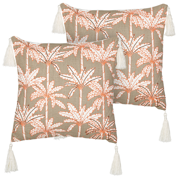 Dekokissen 2er Set MELOBESIA Baumwolle 45 x 45 cm Bunt Pflanzenmuster