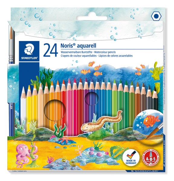STAEDTLER Aquarellstifte Noris aquarell 24er Set Wasservermalbare Farbstifte