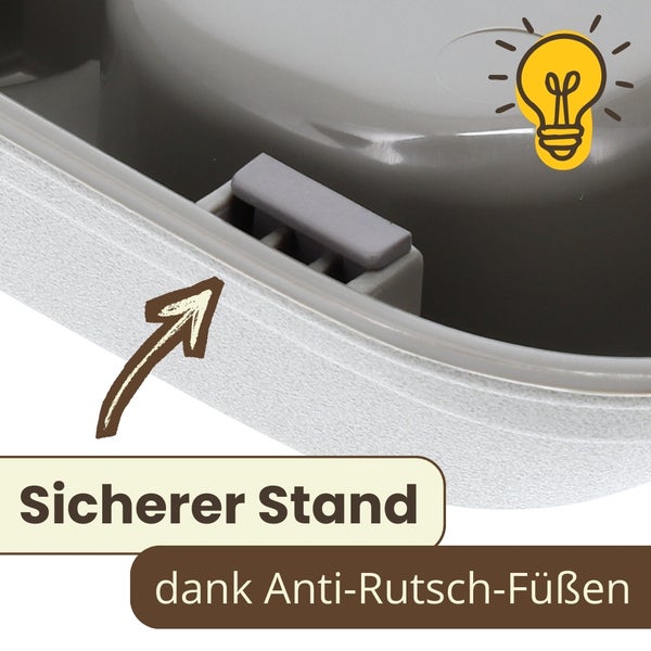 Detailansicht eines Anti-Rutsch-Fußes an der Unterseite für einen sicheren Stand.