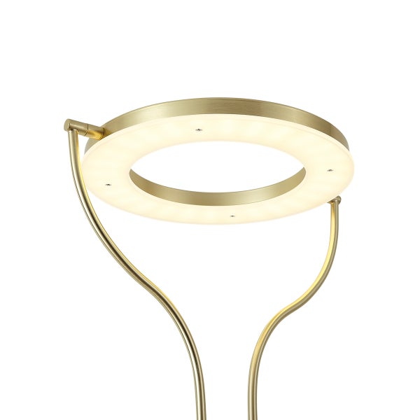 Detailansicht einer goldenen Ring Leuchte.