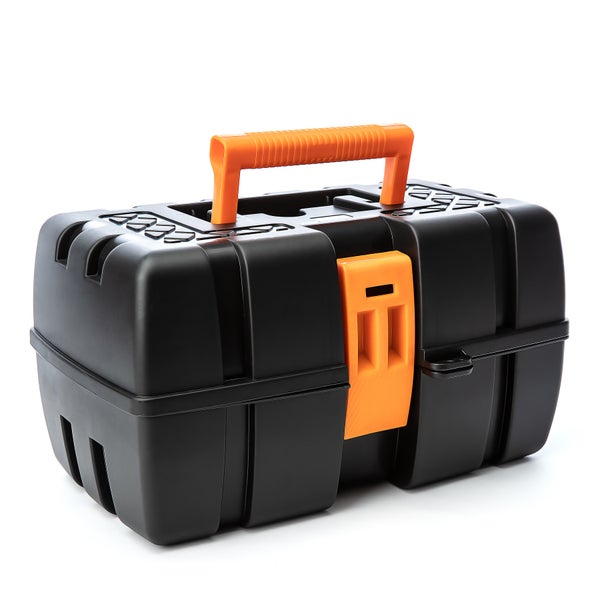 BigDean Werkzeugkiste groß mit 3 Laden - Werkzeugkoffer leer - 36x20x20 cm aus schlagfestem Kunststoff - perfekt auch als Angelbox - Werkzeugkasten für Hobby, Heim- & Heimwerker - Made in EU