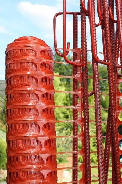 Fangzaun Set Orange 50m 4 kg +14 Absperrleinenhalter Absperrzaun