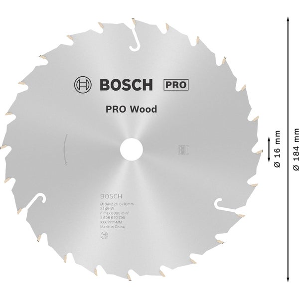 Bosch Pro Wood Kreissägeblatt, Durchmesser 184 mm