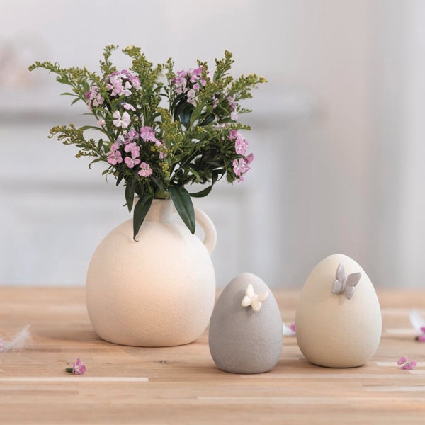 FRANK FLECHTWAREN|Osterdeko Schmetterling, 2er Set, 7 x 7 x 10 cm, 8,5 x 8,5 x 12 cm, PORZELLAN