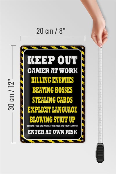 Blechschild Spruch 20x30cm Keep Out gamer at work killing
