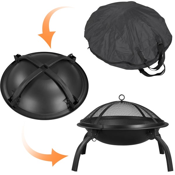 Feuerschale mit Abdeckung und Tragetasche