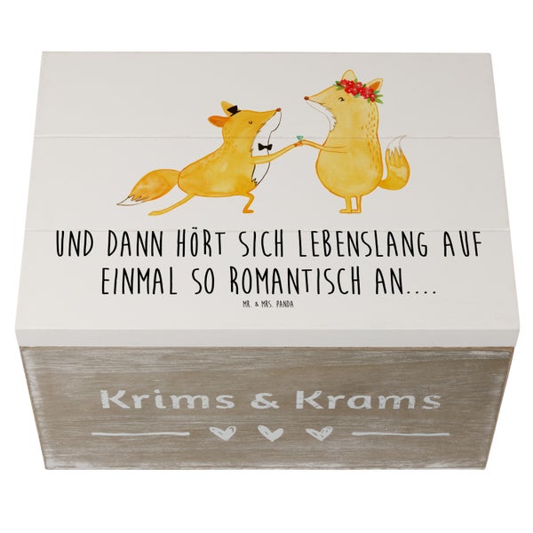 Mr. & Mrs. Panda 25 x 18 cm Holzkiste Füchse Hochzeit - Weiß