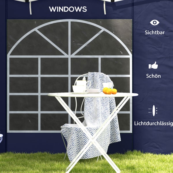 Outsunny 2 Seitenteile Seitenwände für 3 x 3/ 3 x 6 m Pavillon, 295cm x 195cm, Oxford, Blau