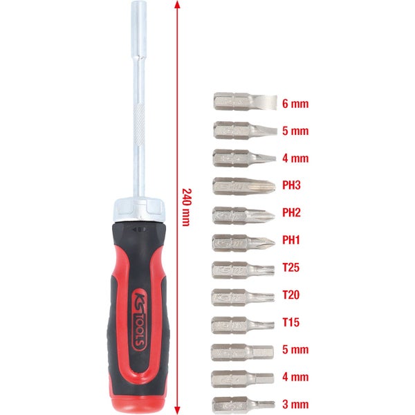 KS Tools Schraubendreher mit Bitset und einer Länge von 240 Millimetern