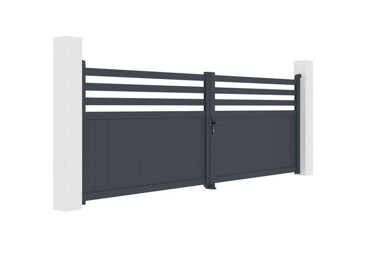 Doppelflügeltor aus Aluminium 4m NEVIS 400B140 Grau