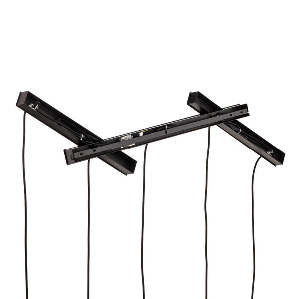 Lucande Pendelleuchte Thamila (Modern) in Schwarz aus Textil (5 flammig, E27) - Hängeleuchte Esstischlampe Hängelampe Wohnzimmerleuchte