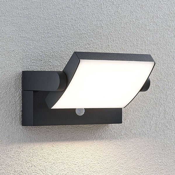 Lindby LED Wandleuchte außen 340°schwenkbar, mit Bewegungsmelder Außenwandleuchte spritzwassergeschützt IP54 1x 10,5W