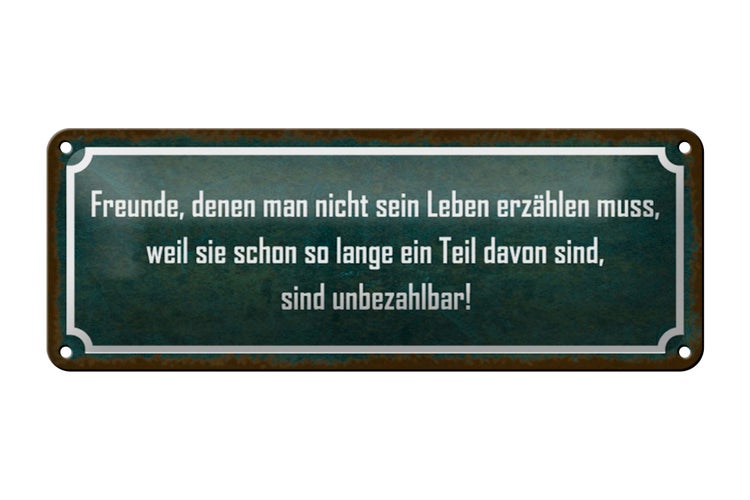 Blechschild Spruch 27x10cm Freunde sind unbezahlbar Dekoration