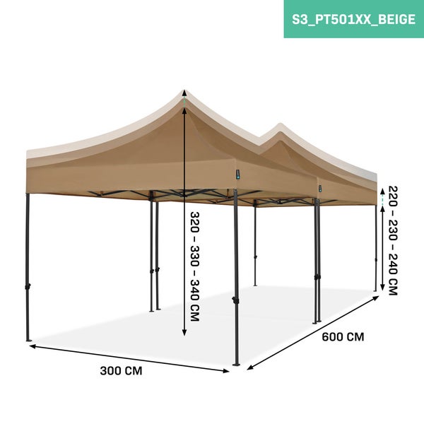 VONROC Pavillon 6x3m wasserdicht stabil - Partyzelt EasyUp System [3Min Aufbau] Popup Faltpavillon modular erweiterbar als Festival Zelt, Gartenpavillon