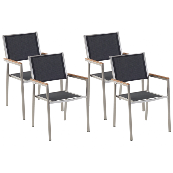 Gartenstuhl 4er Set GROSSETO Edelstahl Schwarz