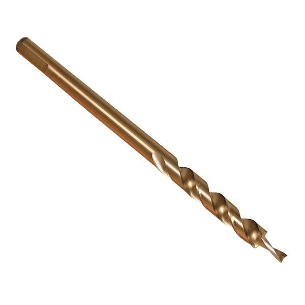 Holzspiralbohrer aus Stahl mit Zentrierspitze.