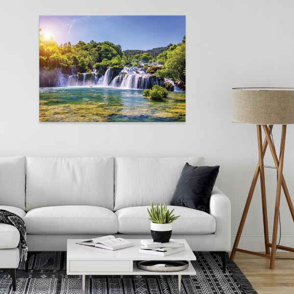 Leinwandbild Wasserfall Natur Modern Bilder Wohnzimmer 120X80 cm
