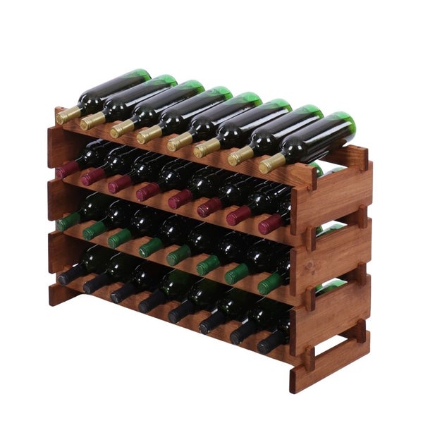 Weinregal VINOTECA FLEX PRO HxBxT 51x84x28cm 32 Flaschen auf 4 Ebenen Massives Kiefernholz Braun geölt