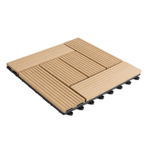 Klickfliese Classic - Wetterbeständige Terrassenfliese - Teak 30 x 30 cm